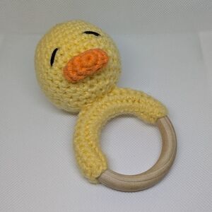 Yellow and Orange Crochet Bird Toy